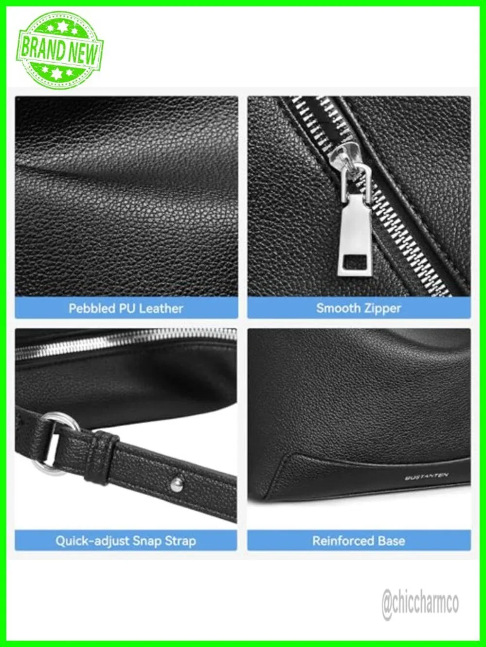 Crossbody Hobo Bag Faux Suede Pebbled Leather Adjustable Strap
